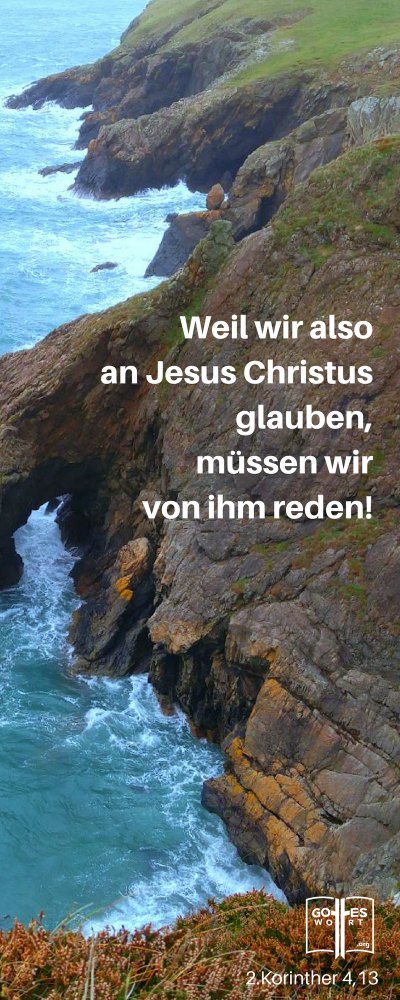 Ich habe geglaubt, darum habe ich geredet. 2.Korinther 4,13
Reden durch Überzeugung
https://www.gottes-wort.com/reden.html
