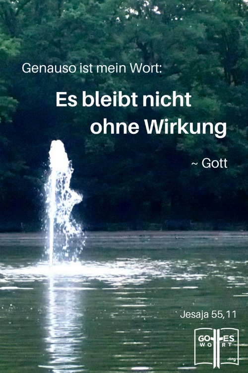 Das erhellendes Licht ... Genauso ist mein Wort: Es bleibt nicht ohne Wirkung, sondern erreicht, was ich will, und es fuehrt das aus, was ich ihn aufgetragen habe...Jesaja 55,11