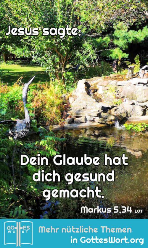 Jesus sagte, Dein Glaube hat dich gesund gemacht. Markus 5,34
Glaubst du das?
