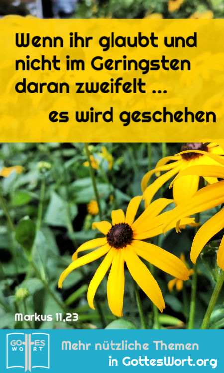 Wenn ihr glaubt und nicht im Geringsten daran zweifelt, dass es wirklich geschieht … und es wird geschehen, Markus 11,23