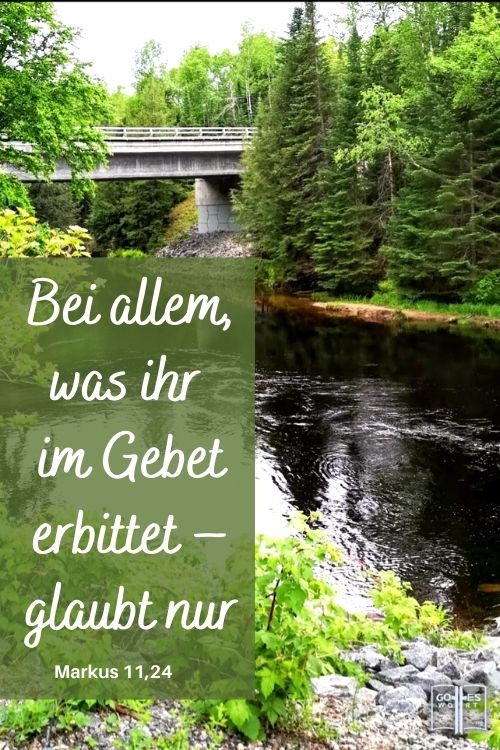 Darum sage ich euch: Bei allem, was ihr im Gebet erbittet – glaubt nur, daß ihr es (tatsächlich) empfangen habt, so wird es euch zuteil werden, Markus 11,24