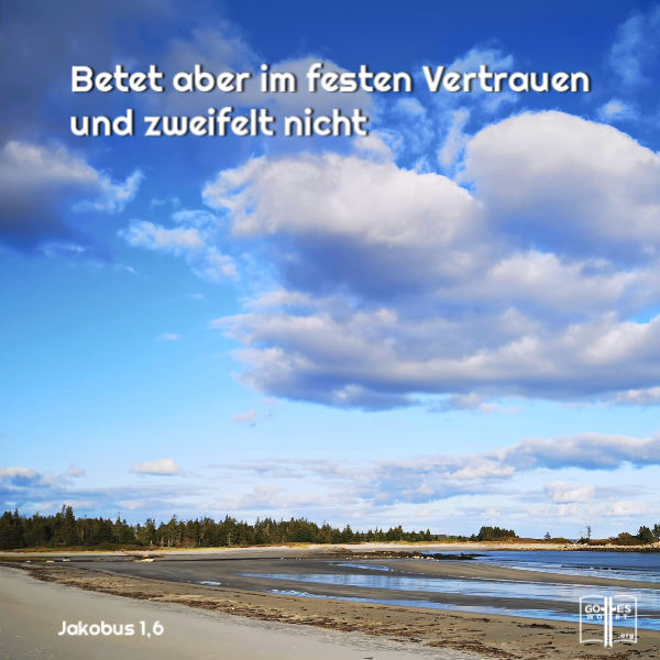 "Betet aber im festen Vertrauen und zweifelt nicht; denn wer zweifelt, gleicht den Wellen im Meer, die vom Sturm hin- und hergetrieben werden." Jakobus 1,6-7