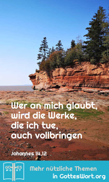 Wer an mich glaubt, wird die Werke, die ich tue, auch vollbringen, ja er wird noch größere als diese vollbringen, Johannes 14,12